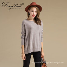Atacado Big Knit Crew Neck Wool Sweater For Lady Wom Pullover